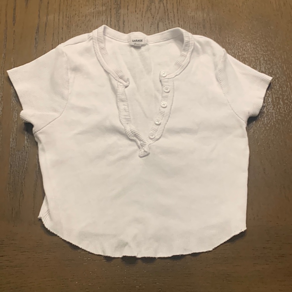 White button crop top